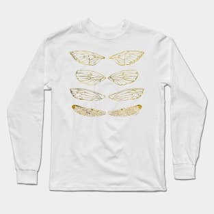 Insect Wings - Antique Gold - Butterfly, Moth, Cicada, and Dragonfly Long Sleeve T-Shirt